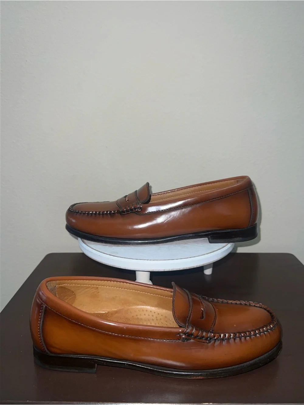 GH Bass&Co Tan Leather Academia Business Casual Preppy Loafers Sz 10